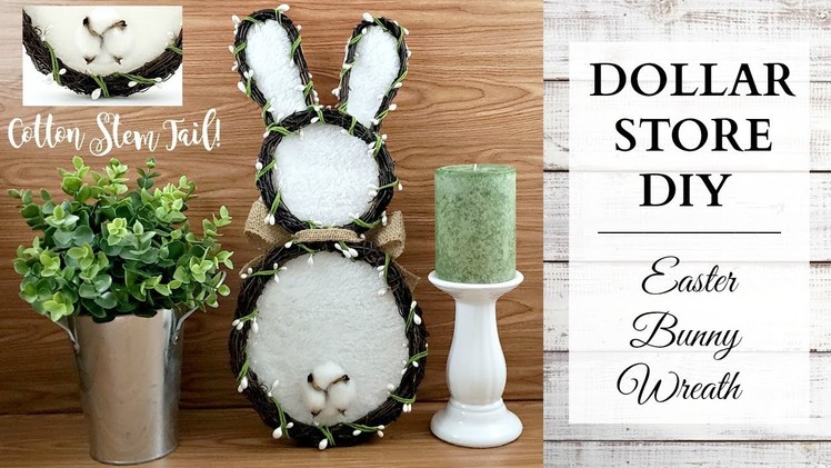 Dollar Store DIY ~ Cotton Stem Tail Bunny Wreath ~ Rustic Spring & Easter Home Decor