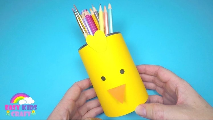 Easy Chick Pencil Holder | Spring and Easter Craft Ideas
