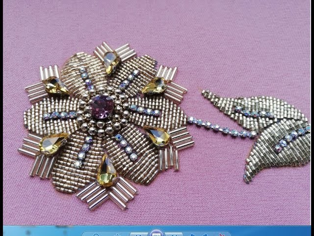 Hand Embroidery beautifull flower with beads pearls