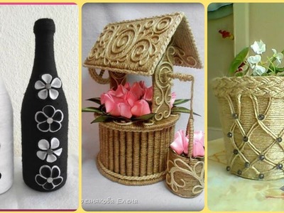 Handmade Jute Rope Craft Ideas || Diy Jute Baskets || Jute Braided Rope Bottles Ideas