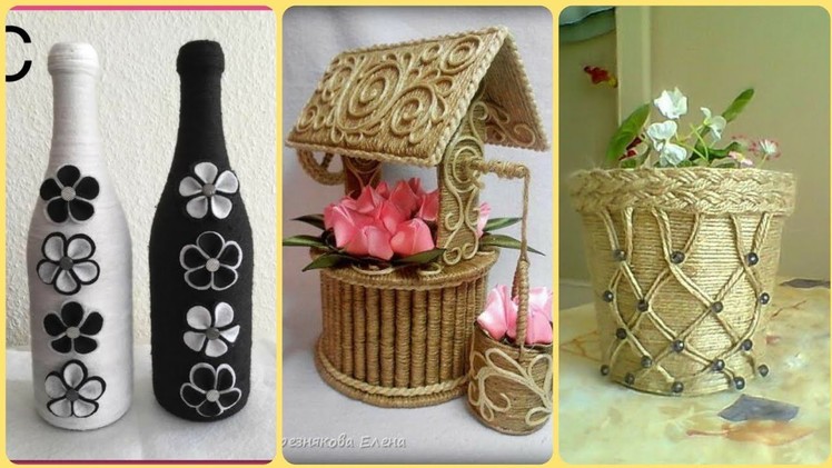 Handmade Jute Rope Craft Ideas || Diy Jute Baskets || Jute Braided Rope Bottles Ideas