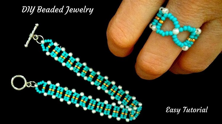How to make a ring. How to make a bracelet.  beading pattern for DIY jewelry