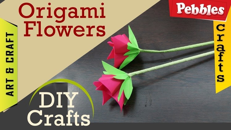 How to make origami flowers with Craft Paper | DIY Crafts for kids | in English