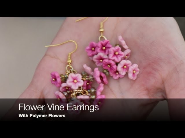 How To Make  Polymer Clay Flower Vine Earrings, Jewelry Tutorial