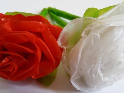 How to make rose with plastic carry bag ll Plastic bag Flower ll easy method ll Best out of Waste