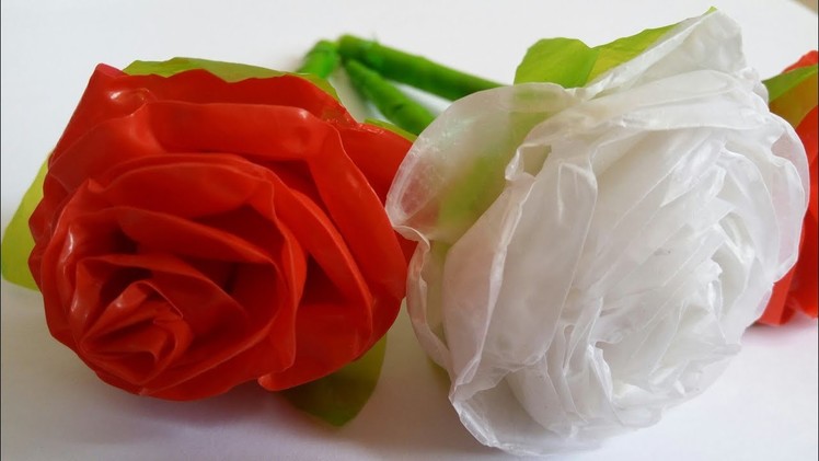 How to make rose with plastic carry bag ll Plastic bag Flower ll easy method ll Best out of Waste