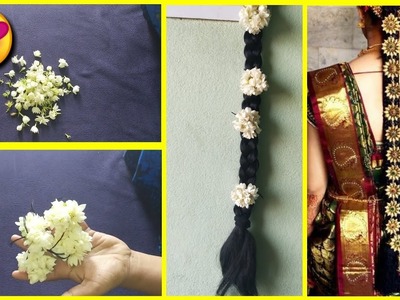 Jada Billalu Making with Jasmine flowers | DIY | Jasmine flowers Craft. bridal hair accessories diy