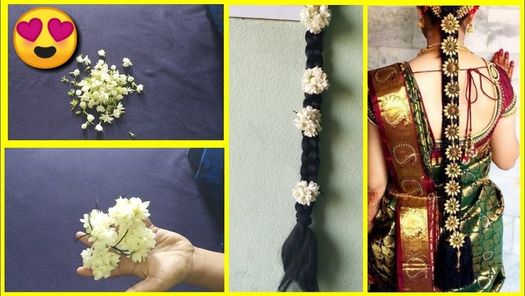 Jada Billalu Making with Jasmine flowers | DIY | Jasmine flowers Craft. bridal hair accessories diy