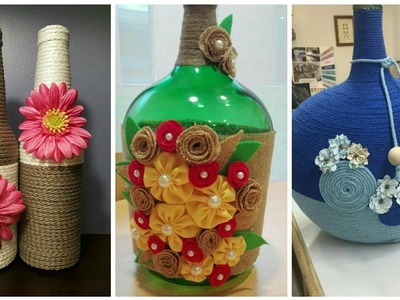 Jute Bottles Craft.Rope craft on Bottles