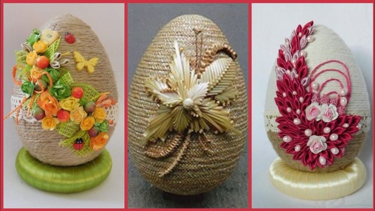 Most beautiful egg craft whith jute craft decoratio