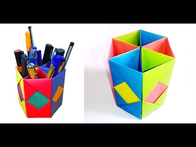 ✔"Origami" Pen Box Nice Idea Hand craft ➤Reporter Tube Media