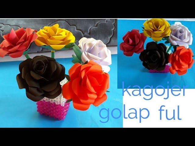 কাগজের ফুল.কাগজের গোলাপ.kagojer ful.kagojer golap _Diy Craft Paper flower Rose.গোলাপ ফুল বানানো।