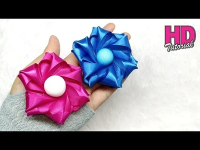 DIY - Flower Elegant || Ribbon Craft Tutorial || Satin ribbon flower || Simple Kanzashi flowers ||