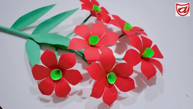 DIY Paper flower decoration idea | How to make simple flowers stick craft