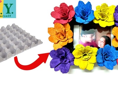 Egg Tray craft | DIY How to make Flower using Egg Carton | Photo frame from carton | Best From waste