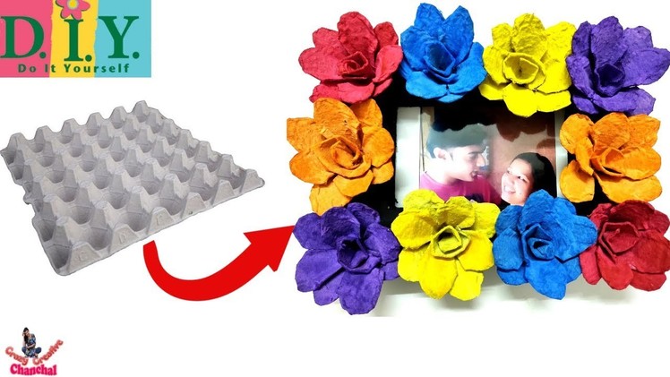 Egg Tray craft | DIY How to make Flower using Egg Carton | Photo frame from carton | Best From waste