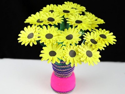 Plastic Bottle & Paper Craft Flower Vase.Guldasta | Best Home Decorating Ideas