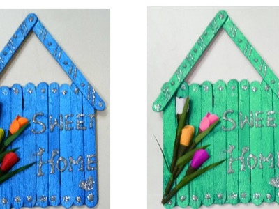 Popsicle stick wall hanging. ice creame stick craft