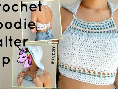 Crochet Hoodie Halter Top | Tutorial DIY