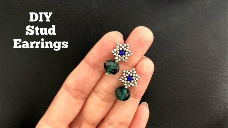 DIY Simple Stud Earrings. Super easy Tutorial. How to make beaded earrings