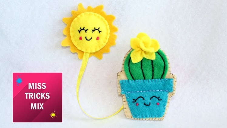 Easy Cactus Felt Bookmark DIY Tutorial | Felt crafts.