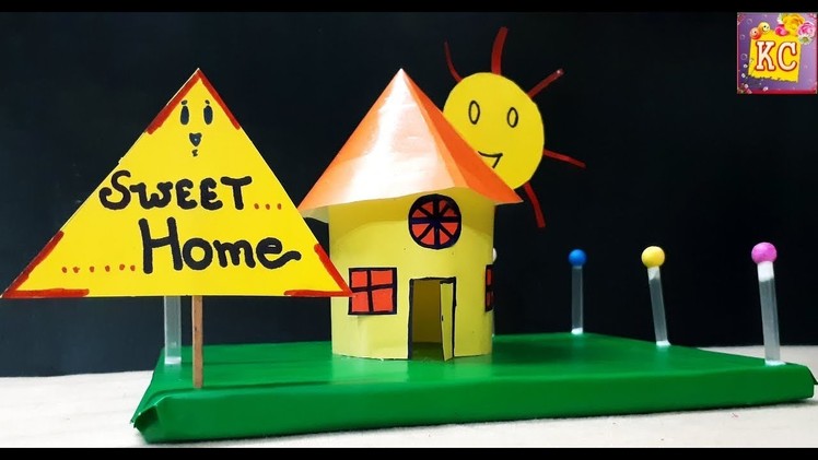 Easy paper hut with shapes.Paper craft idea for kids.kansal creation.school home decor.sst