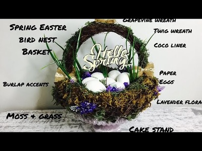 Farmhouse Style Spring Easter  DIY Bird Nest Basket