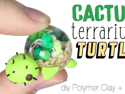 How to DIY Desert Cactus Terrarium Dome Turtle Polymer Clay Resin Tutorial