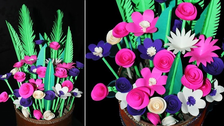 Paper flower bouquet Tutorial || flower bouquet arrangement || home decorating ideas | DIY crafts