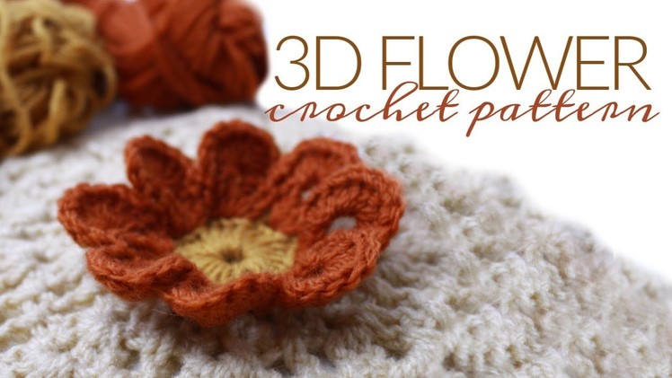 CROCHET 3D FLOWER TUTORIAL | Flower Crochet Pattern | Diagram and Written Pattern