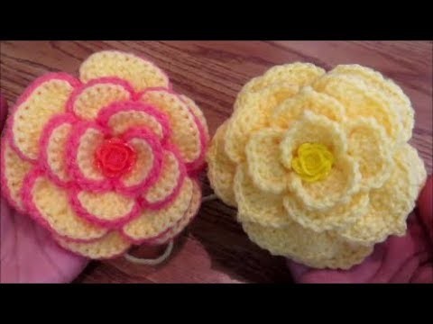 Crochet a flower on Camellia Rose Hat