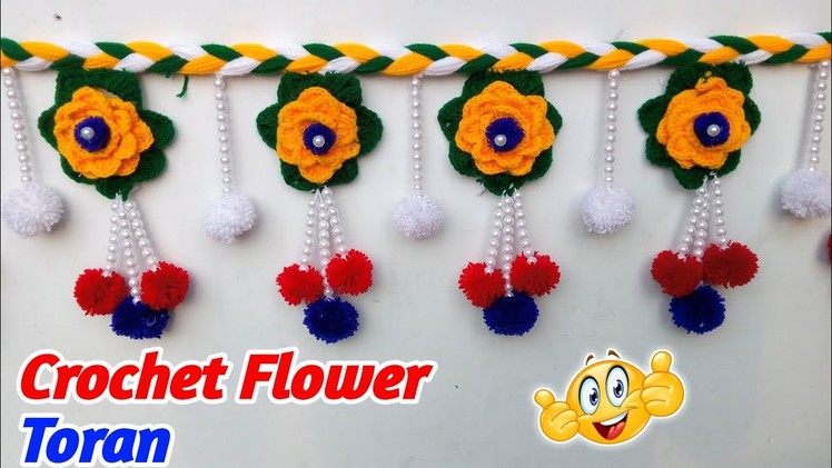 Crochet Flower Toran.DIY Easy Woolen Door Hanging.ऊन की तोरण.Wool Ki Door Hanging.Wall hanging ideas