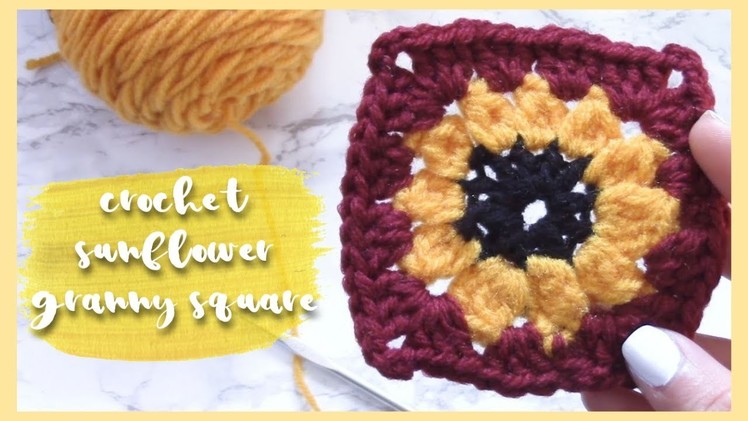 Crochet Sunflower Granny Square. ????