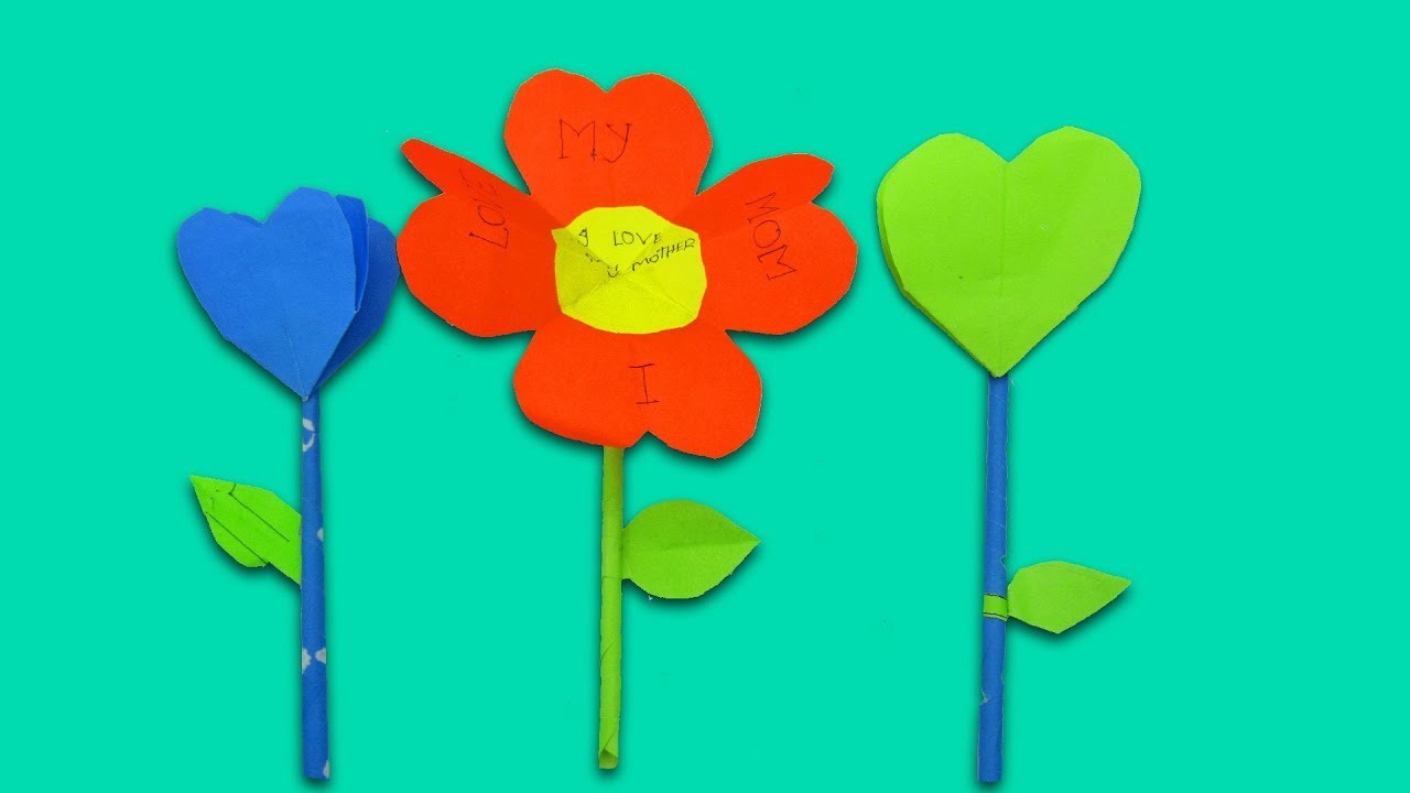 Heart Flower Craft How To Make Paper Flower Origami Mothers Day T