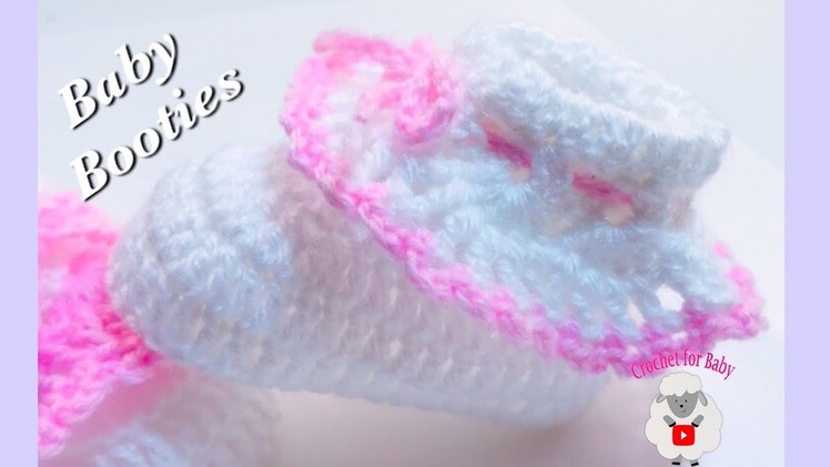 How to crochet cuffed baby booties for beginners NB, 0-3M & 3-6M size by Crochet for Baby #184