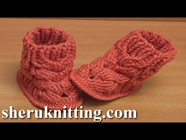 How to Make Crochet Cable Baby Boots Tutorial 58 Part 3 of 4  Wie man häkelt kabel babyschuhe