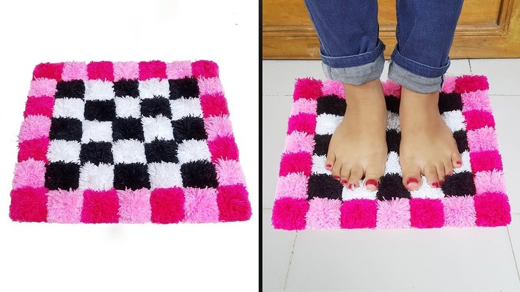 How to make doormats using woolen || Doormats making idea || উলের সুতা দিয়ে নাইস পাপোশ তৈরি