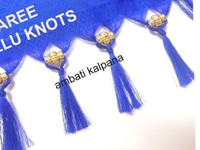 How to Make Silk Saree Pallu Knots with Designer beads at home || Pattu Saree Gondalu Making