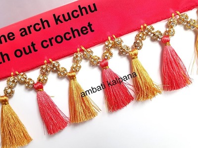 How to make Stone beads Arch Kuchu Design || Bridal Saree Kuchu using stone beads