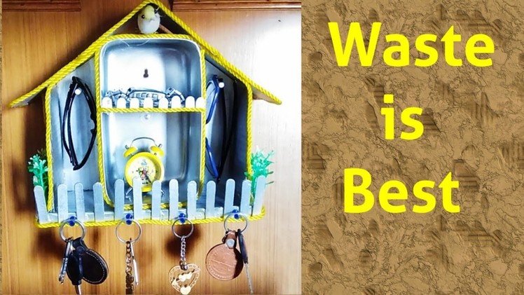 How to make wall Hanging Keychain Holder. Ice cream stick key Holder with Cardboard \ craftzone4u