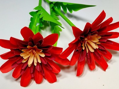 Crafts with Paper: How to Make Stick Flower Idea! Flower Making Tutorial | Jarine's Crafty Creation