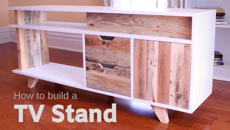 DIY Plywood and Reclaimed Pallet Wood TV Stand. Media Console - How to Make It