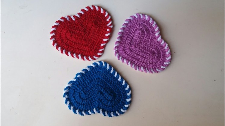 Heart❤️???????? shape coaster knitting design