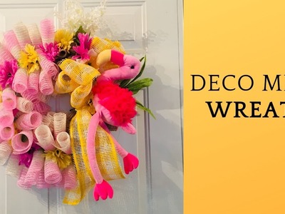 How to make a Curly Flamingo Deco Mesh Wreath for Spring or Summer