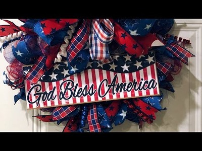 How to make a poof curl Patriotic wreath from a kit from Krazy Mazie Kreations