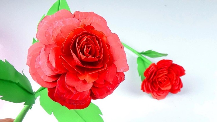 How to Make Beautiful Flower with Paper - Making Paper Rose Flowers Step by Step - Handmade Craft