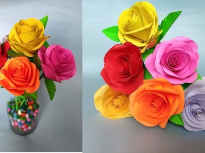 How to make easy paper rose flower - Diy easy paper flower