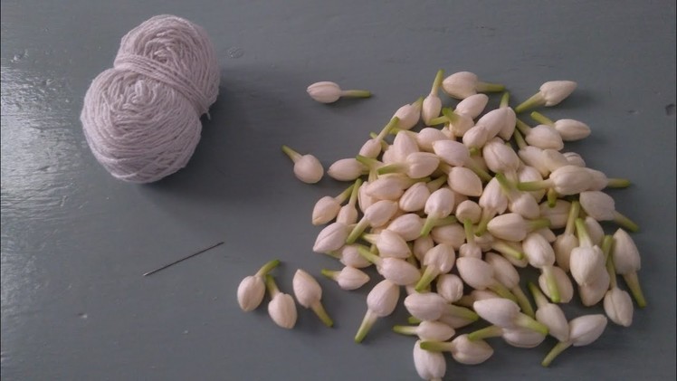 How to make jasmine garland by using needle.veni.maligai poo kattuvadhu eppadi.flowergarland