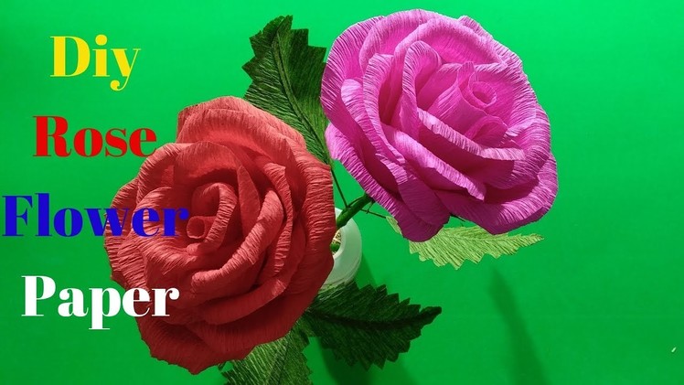 How to make Rose Flower With Crepe Paper | Diy Rose Flower Paper | Home Diy Crafts Paper