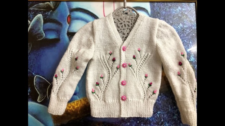 Knitting V Neck Baby Cardigan with full Measurement 1 to 2 year Baby
